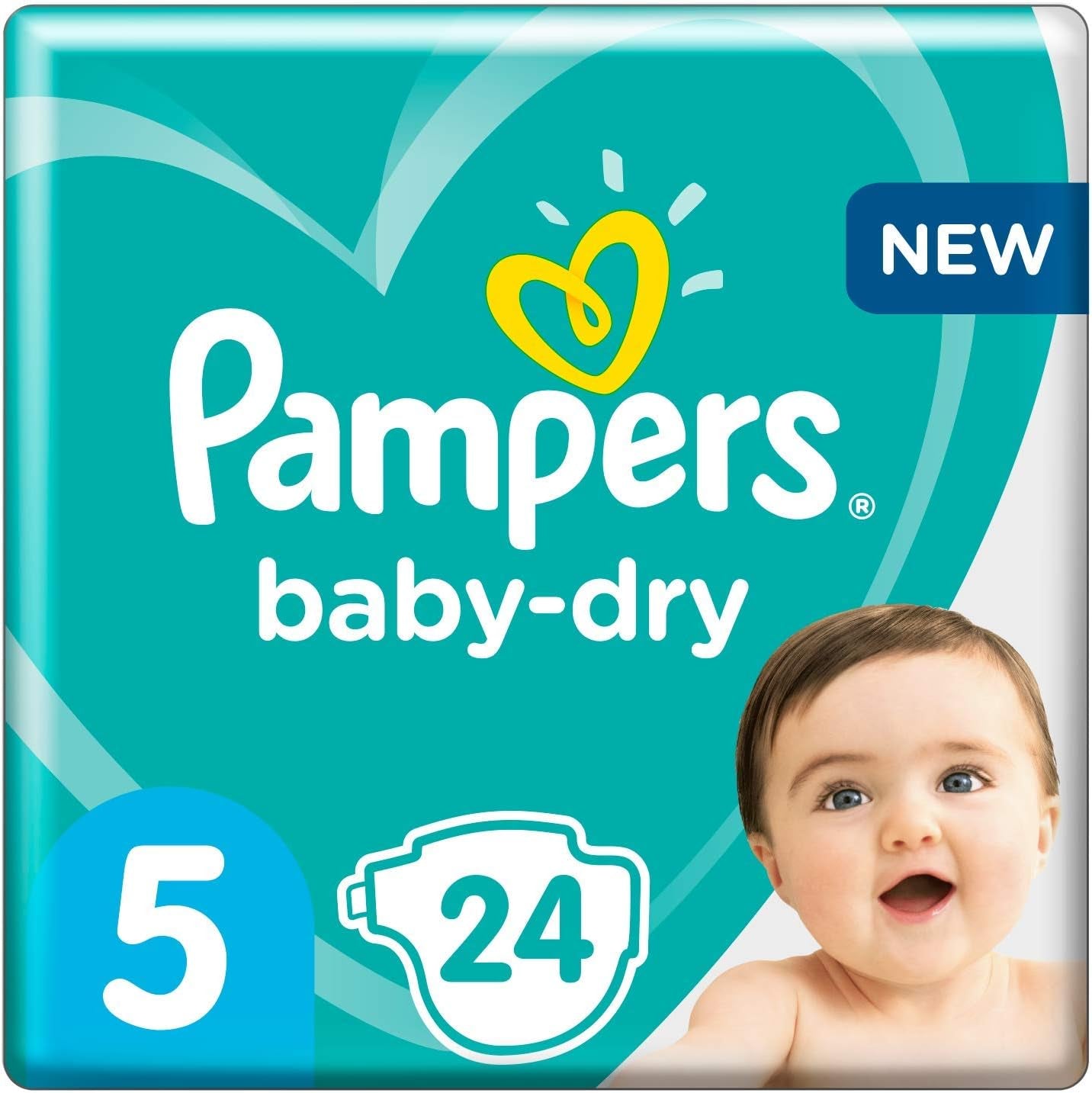 Pieluchy Pampers dla niemowląt rozmiar 5 (11-16 kg), 24 sztuki, ochrona przed wyciekaniem do 12 godzin