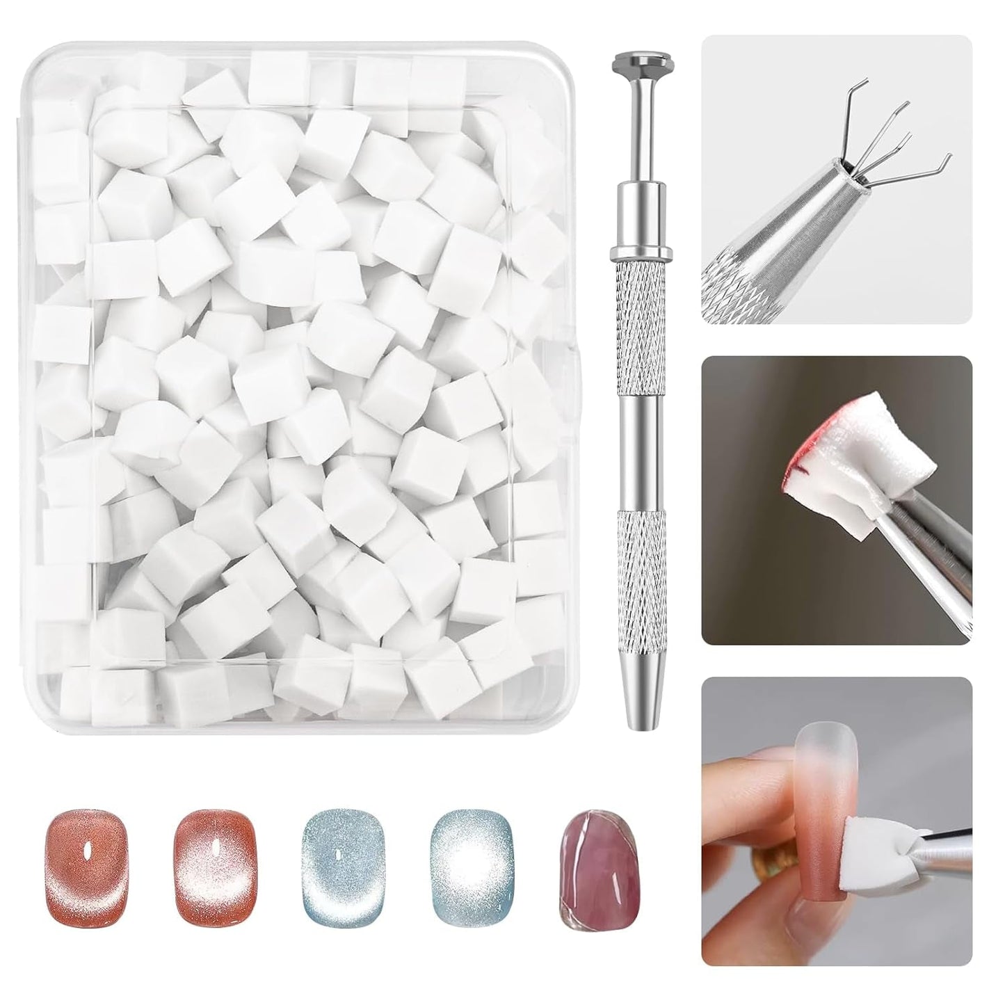 200 Stück Nail Art Schwamm Mit Metallgreifer,Nagelkunst Rendering Werkzeuge Mit Greifer,Gąbka Nagel Pinsel,Nageldesign Zubehör Für Nail Art Rendering