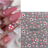 JMEOWIO 3D Nagelsticker Blume Nail Art Naklejka Selbstklebend Nagelaufkleber 5D Stereoskopisch Frühling Letnia dekoracja kwiatowa Nageldesign Zubehör 4 Blatt