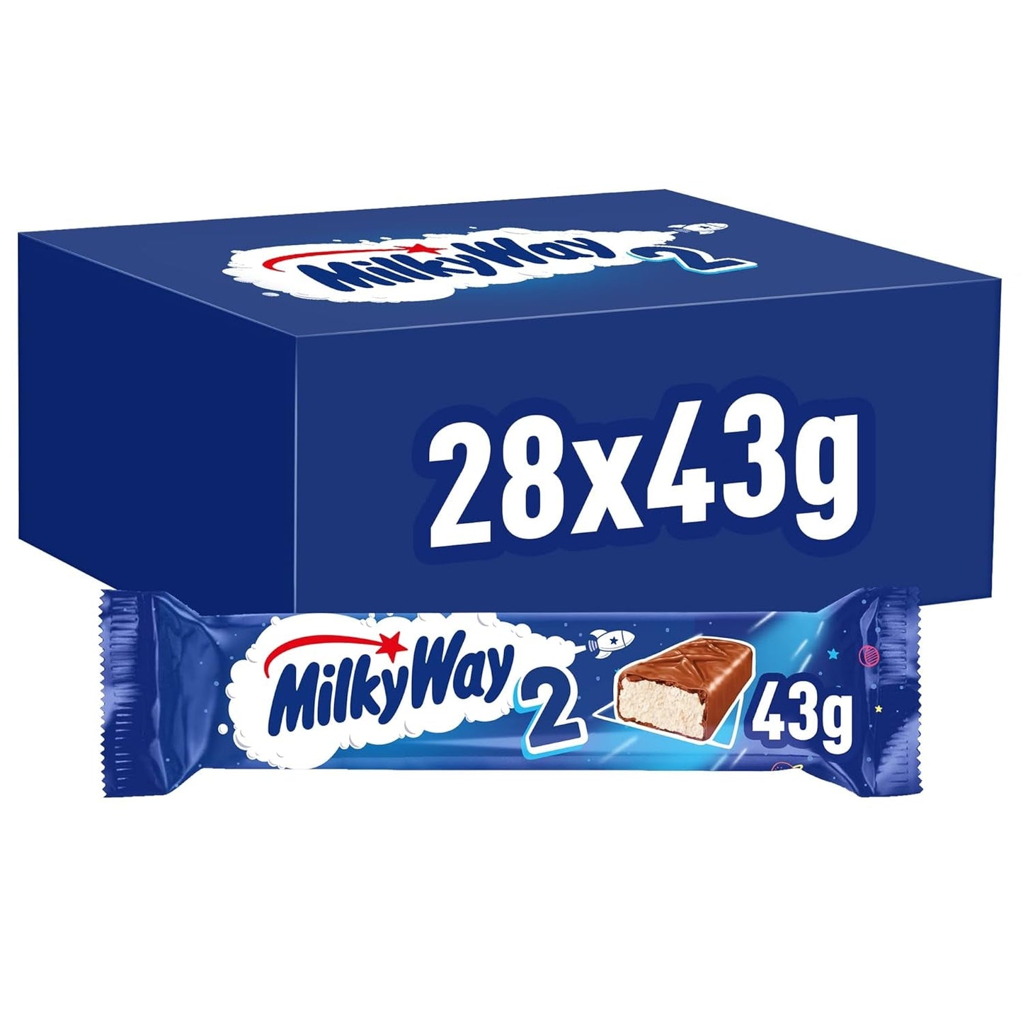 Batony czekoladowe | Krem mleczny | 28 podwójnych batonów w pudełku (28 x 43g)