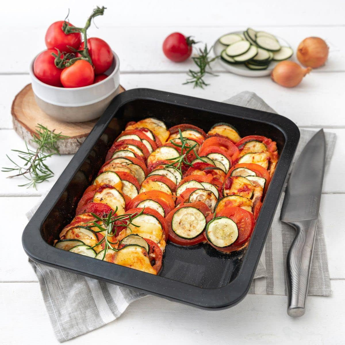 Zenker Ofenbackform (33 X 5 X 25 Cm) SPECIAL COOKING, Rechteckige Auflaufform Mit Enamelle-Versiegelung, Backform Mit Extra Hohem Rand (Farbe: Schwarz), Menge: 1 Stück Formy i blachy do pieczenia Naty Shop