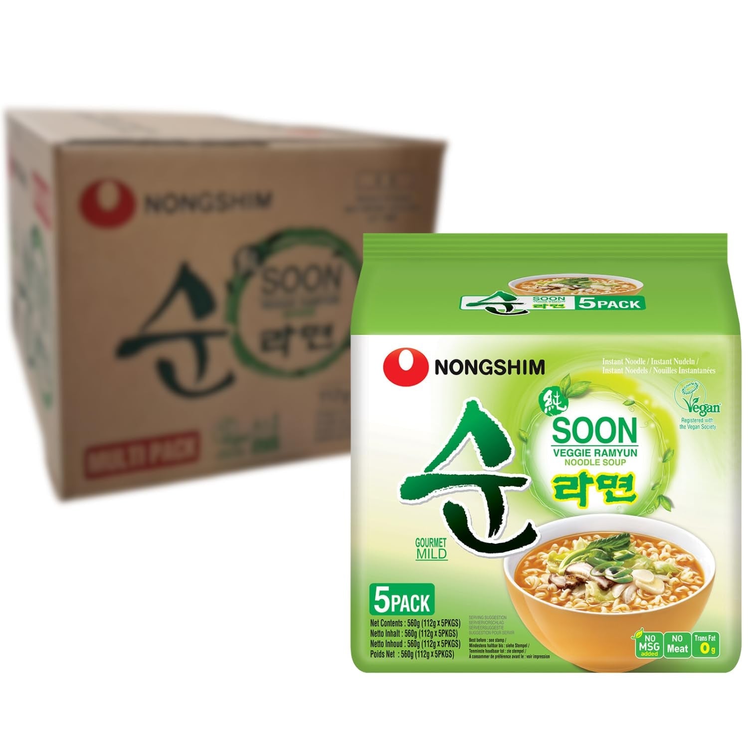 Nong Shim - Zupa Nudeln Instant Cup Soon Veggie - Opakowanie zbiorcze (12 X 67 GR)