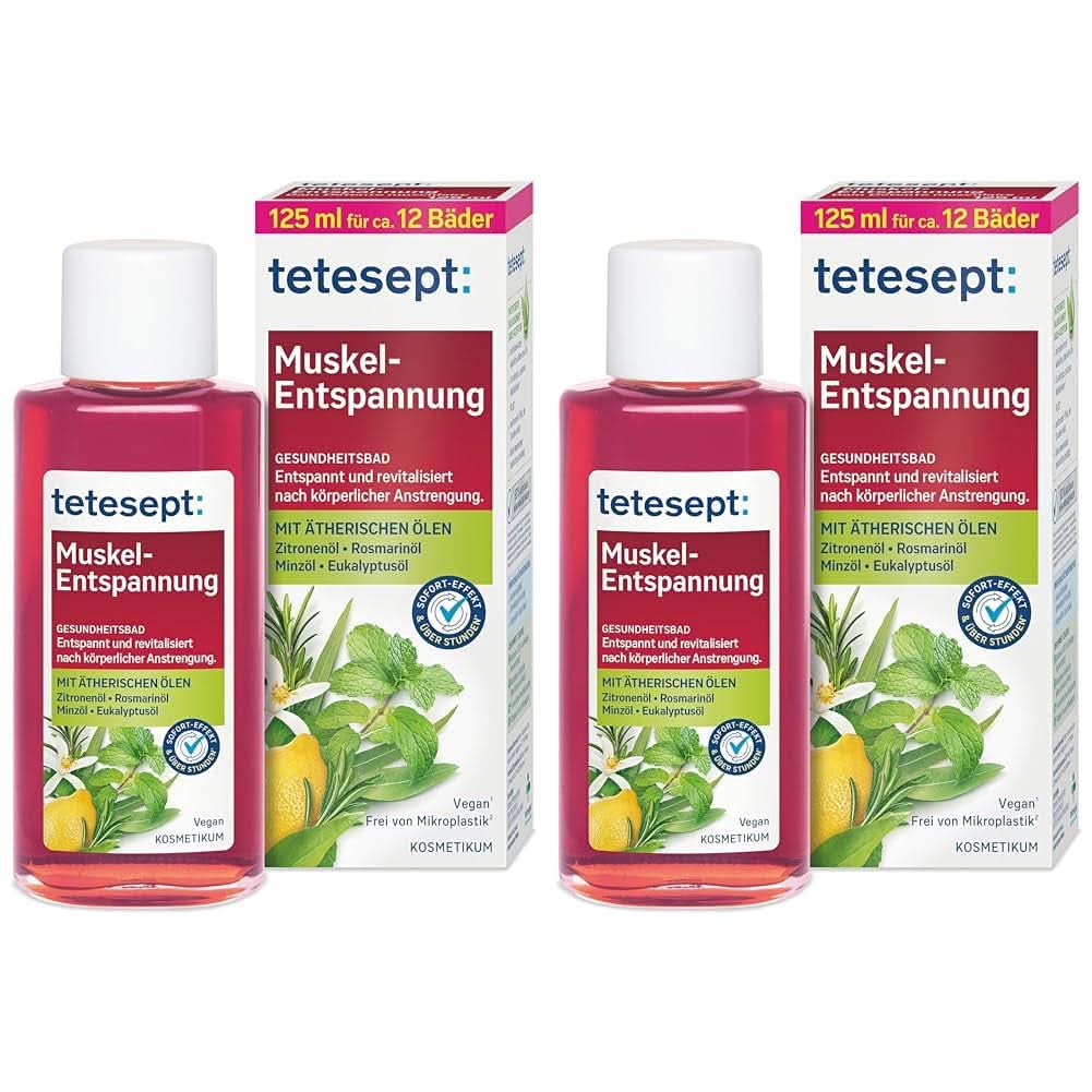 Tetesept Muskel, Relaksujący dodatek do kąpieli po wysiłku fizycznym, 125 ml Prysznic i kąpiel Naty Shop 2 sztuki x 125 ml Kąpiel relaksacyjna mięśni