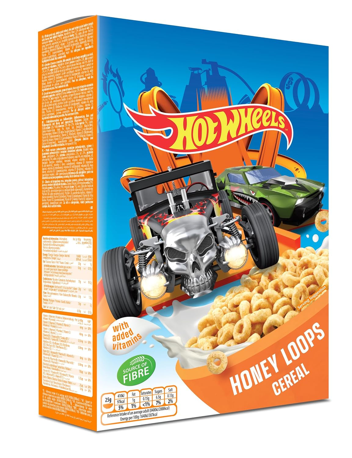 Peppa Pig Honey Loops Płatki zbożowe, Knusprige Vollkorn Frühstückscerealien Mit Zugesetzten Witaminy, opakowanie 1Er (1 X 375 g) Płatki zbożowe Naty Shop Hot Wheels
