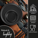 Moritz & Moritz NORDIC 6-osobowy zestaw naczyń obiadowych - 18-częściowy zestaw naczyń obiadowych z czarnej kamionki - skandynawski design - 6-osobowy solidny zestaw naczyń obiadowych do codziennego użytku i dla gości - Łączony zestaw naczyń obiadowych