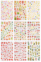 JMEOWIO Nagelsticker Sommer Frucht 9 Blatt Nail Art Naklejka Selbstklebend Nagelaufkleber Zitronen Dekoration Nageldesign Zubehör