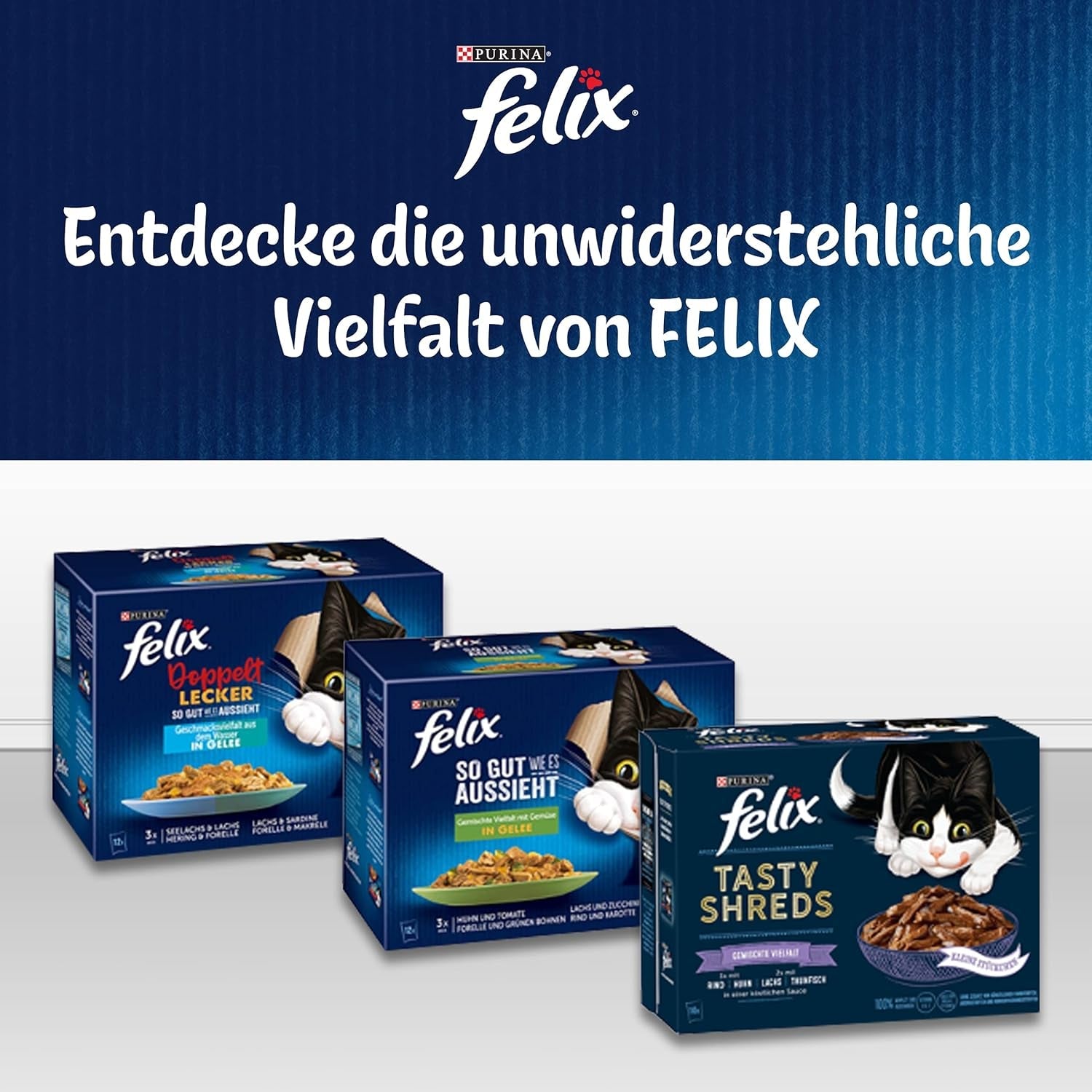 Felix So gut wie es aussieht Katzenfutter nass w Gelee, Sorten-Mix, 6er Pack (6 x 12 Beutel po 85g)