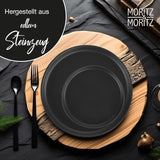 Moritz & Moritz NORDIC 6-osobowy zestaw naczyń obiadowych - 18-częściowy zestaw naczyń obiadowych z czarnej kamionki - skandynawski design - 6-osobowy solidny zestaw naczyń obiadowych do codziennego użytku i dla gości - Łączony zestaw naczyń obiadowych
