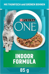 PURINA ONE Mokra karma dla kotów formuła do użytku domowego, delikatne kawałki w sosie dla domowych kotów z tuńczykiem, opakowanie 26 szt. (26 x 85 g)