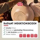 Patelnia Ledro 24 cm, aluminiowa, nadaje się do indukcji, nieprzywierająca powłoka ceramiczna, Thermopoint, Made in Italy, beżowa Garnki i patelnie Naty Shop