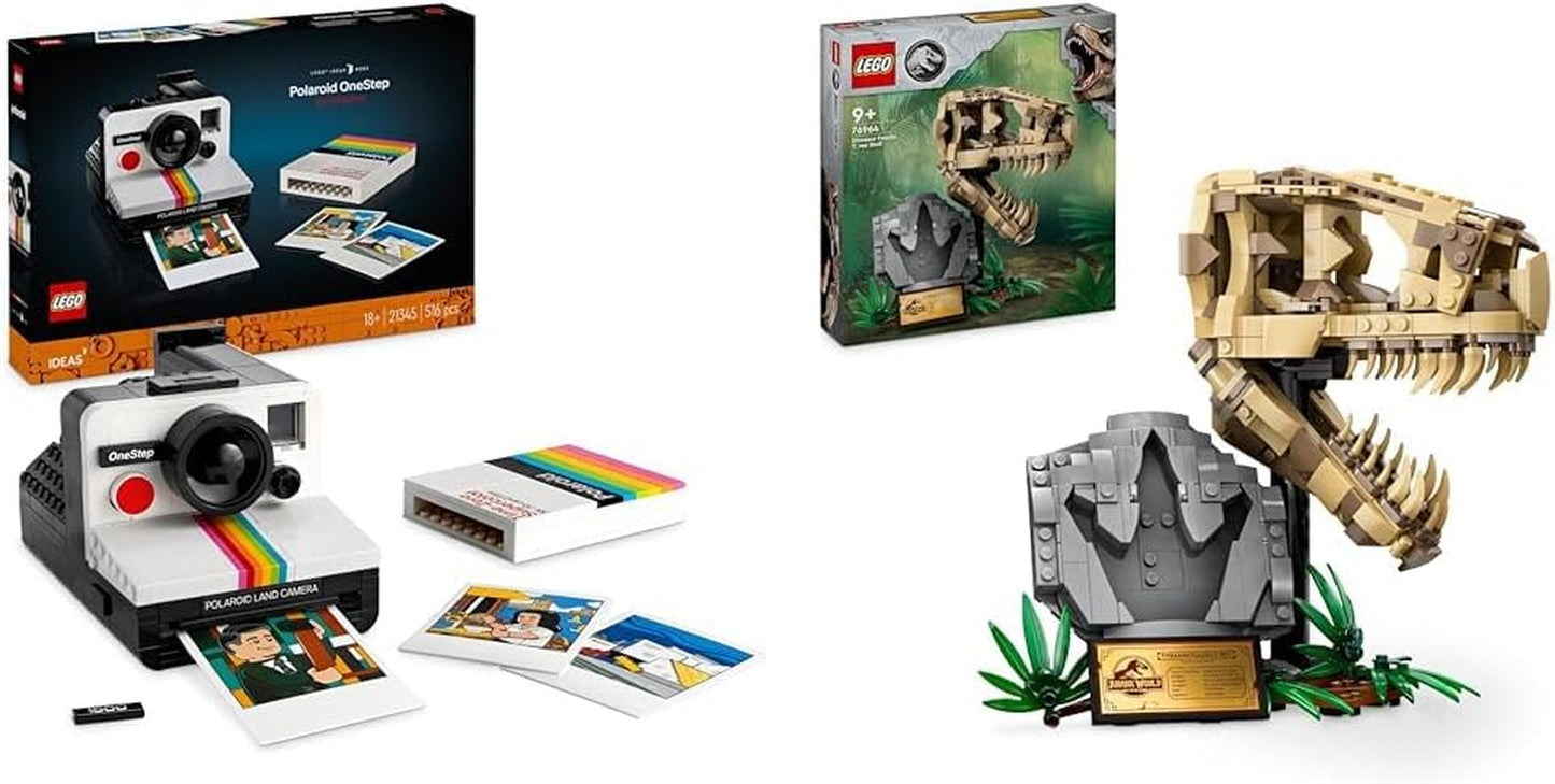 LEGO Ideas Zestaw aparatu Polaroid Onestep SX-70 dla dorosłych, kolekcjonerski z autentycznymi szczegółami, aktywność twórcza, prezenty fotograficzne dla kobiet, mężczyzn, dla niego, dla niej i nastolatków 21345 Zestawy do budowania Besuche den LEGO-Store Pakiet skamieniałości dinozaura
