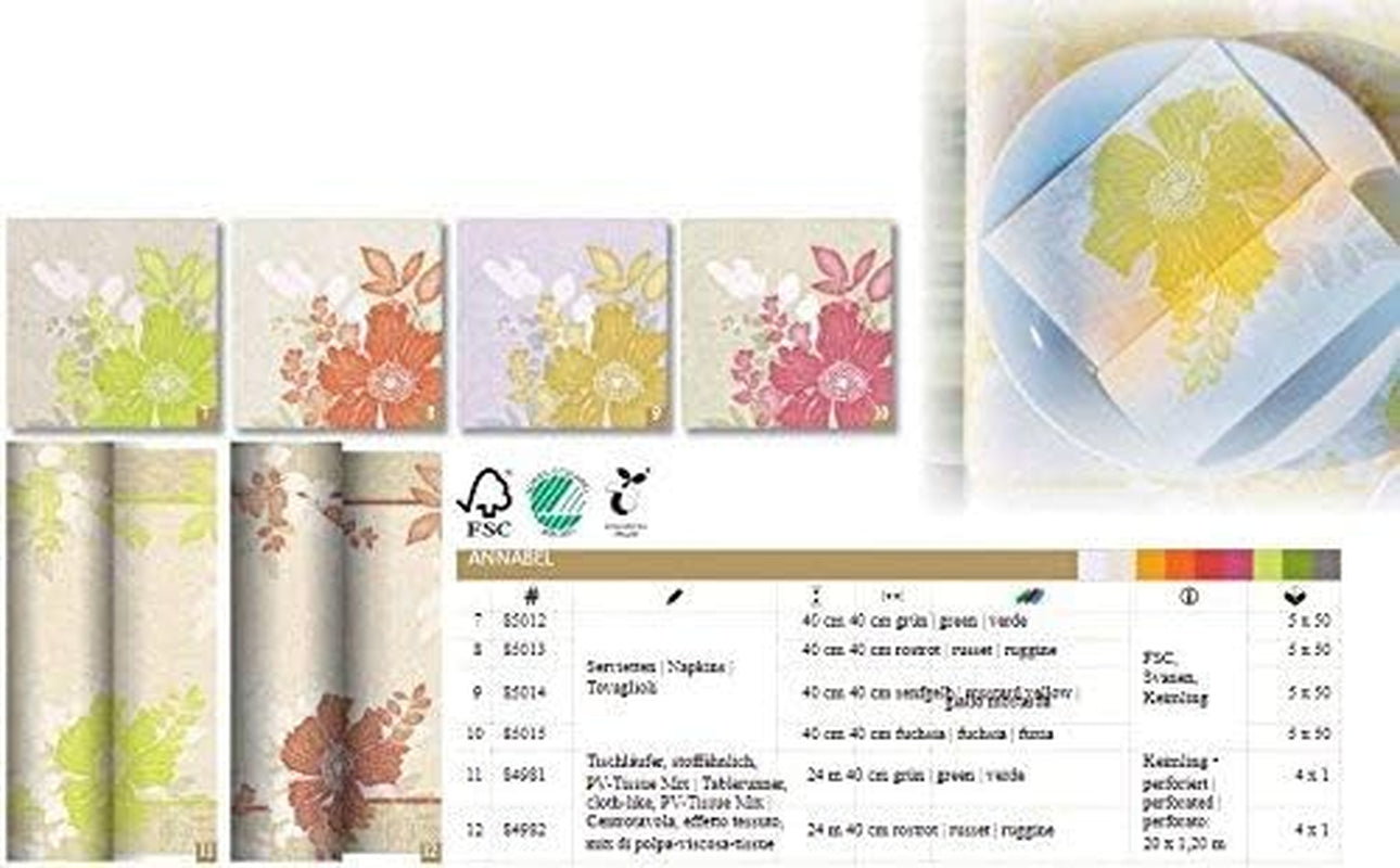 Papstar, 50 serwetek „ROYAL Collection” 1/4 złożenia 40 cm x 40 cm fuksja „Annabel”, #85015