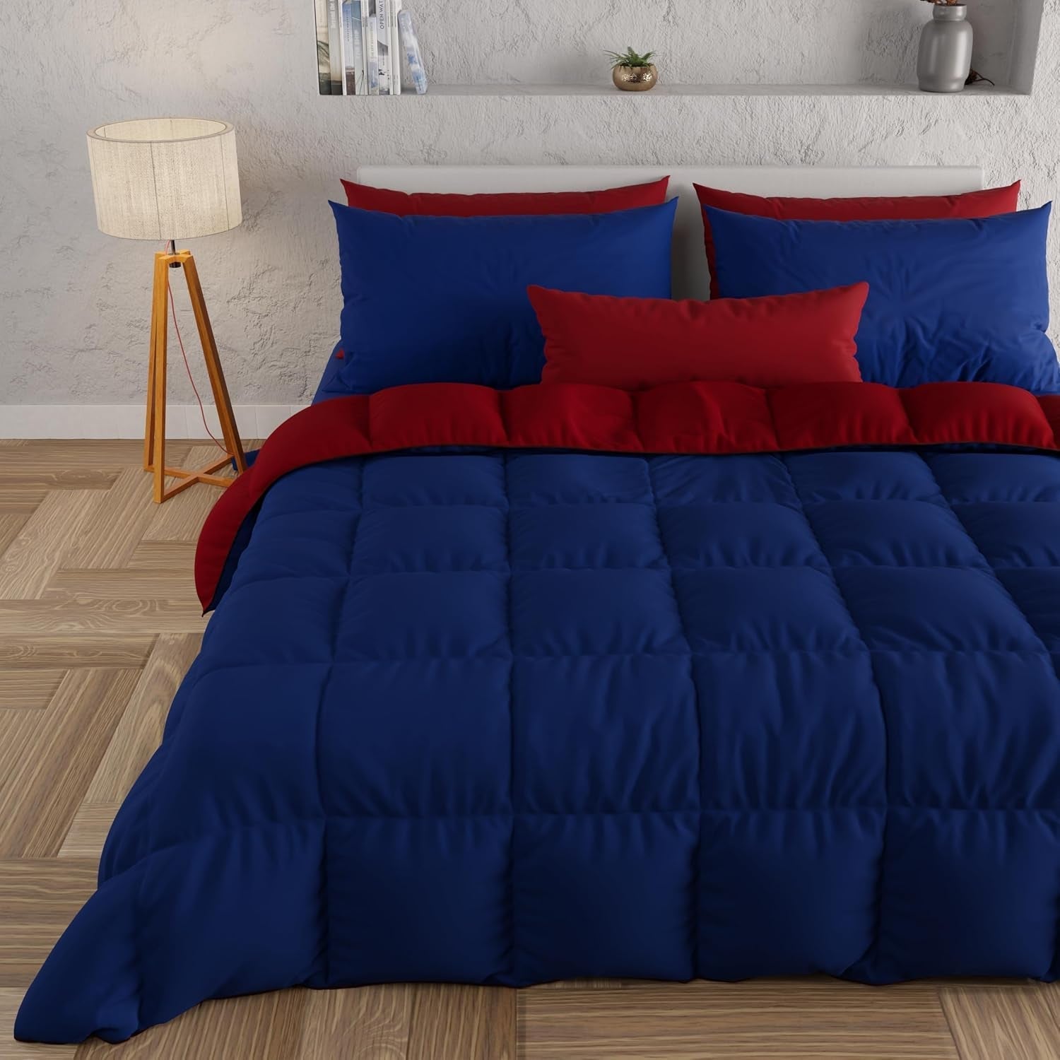 PETTI Artigiani Italiani - Kołdra zimowa na łóżko podwójne, maxi, monochromatyczna, dwustronna, biała, szara, 100% Made in Italy Kołdry i kołdry Naty Shop Blunotte Bordeaux 160 X 190 cm