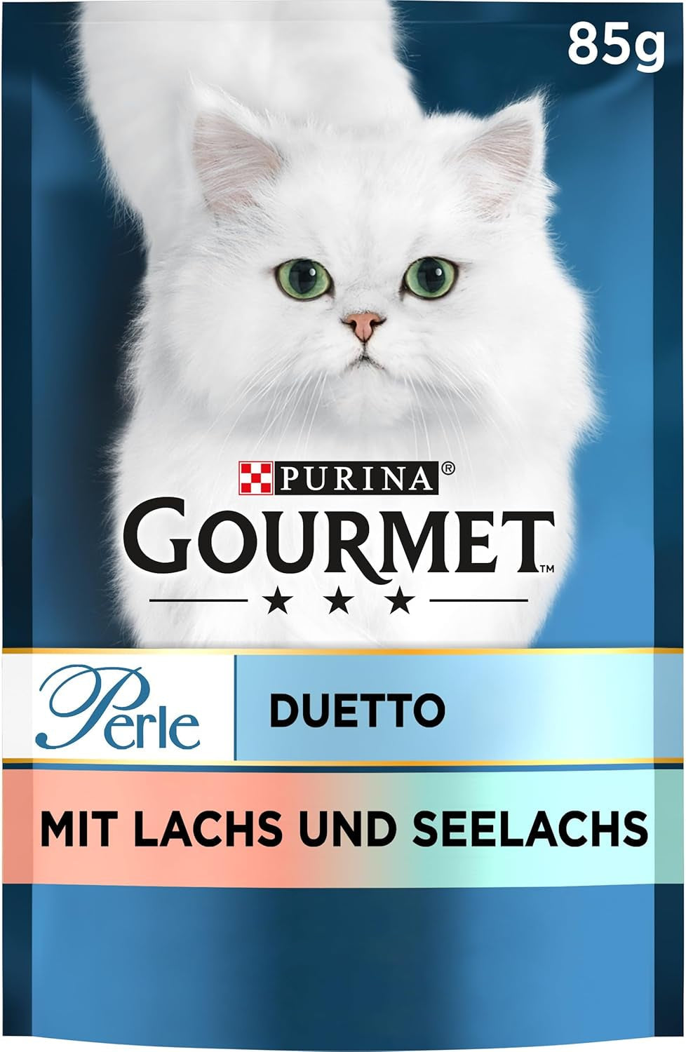 Gourmet Perle Duetto Łosoś i żółty dorsz Mokra karma dla kotów, 26 opakowań (26 x 85 g)