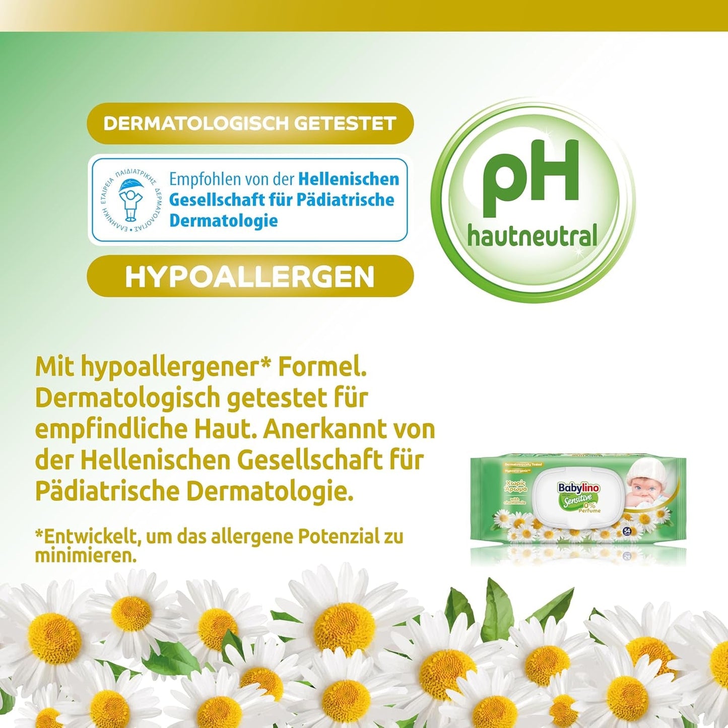 Chusteczki dla niemowląt Sensitive, 0% substancji zapachowych, 98% naturalnej formuły przywracającej równowagę pH skóry, pieczęć świeżości, 54 chusteczki