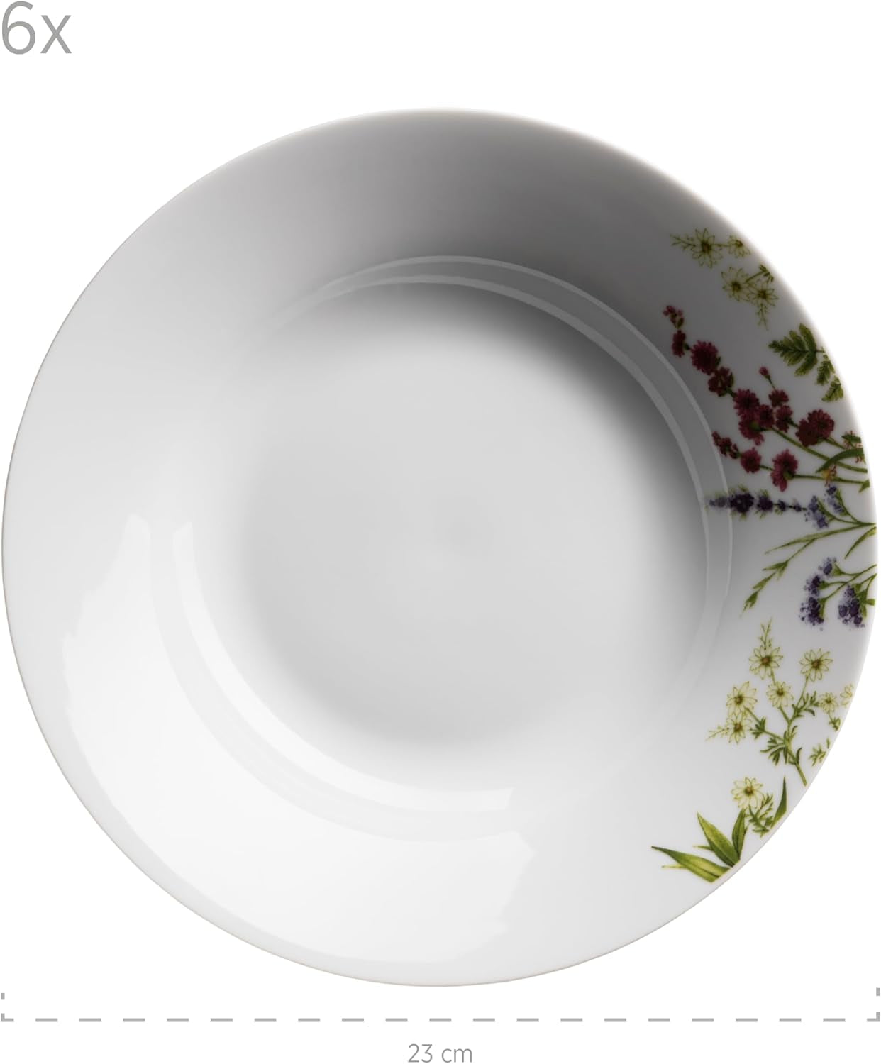 Mäser Herbal Garden 4-osobowy 18-częściowy, szczegółowy zestaw obiadowy w kwiaty, zawierający talerze obiadowe, talerze do zupy i talerze deserowe, porcelana, biały