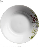 Mäser Herbal Garden 4-osobowy 18-częściowy, szczegółowy zestaw obiadowy w kwiaty, zawierający talerze obiadowe, talerze do zupy i talerze deserowe, porcelana, biały