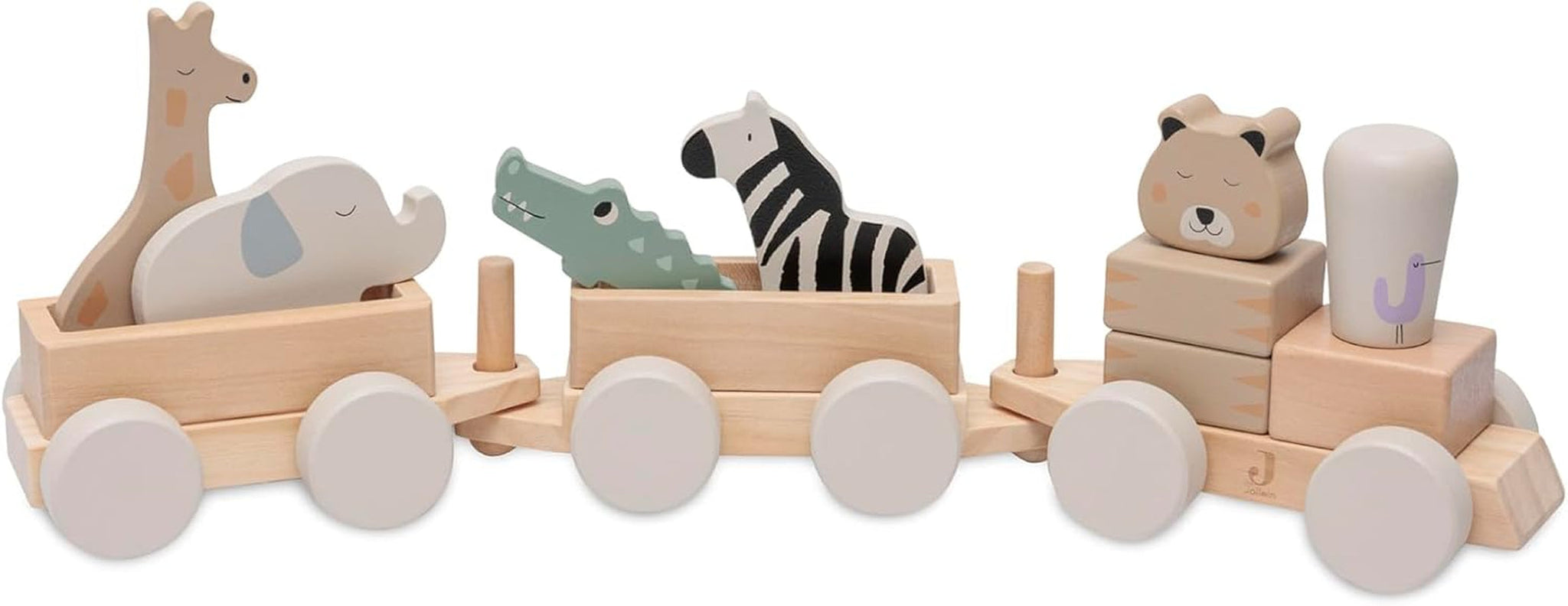 Jollein 112-001-67090 Drewniana zabawka na kółkach, zielona Zabawki Bebe Naty Shop Jungle Jambo