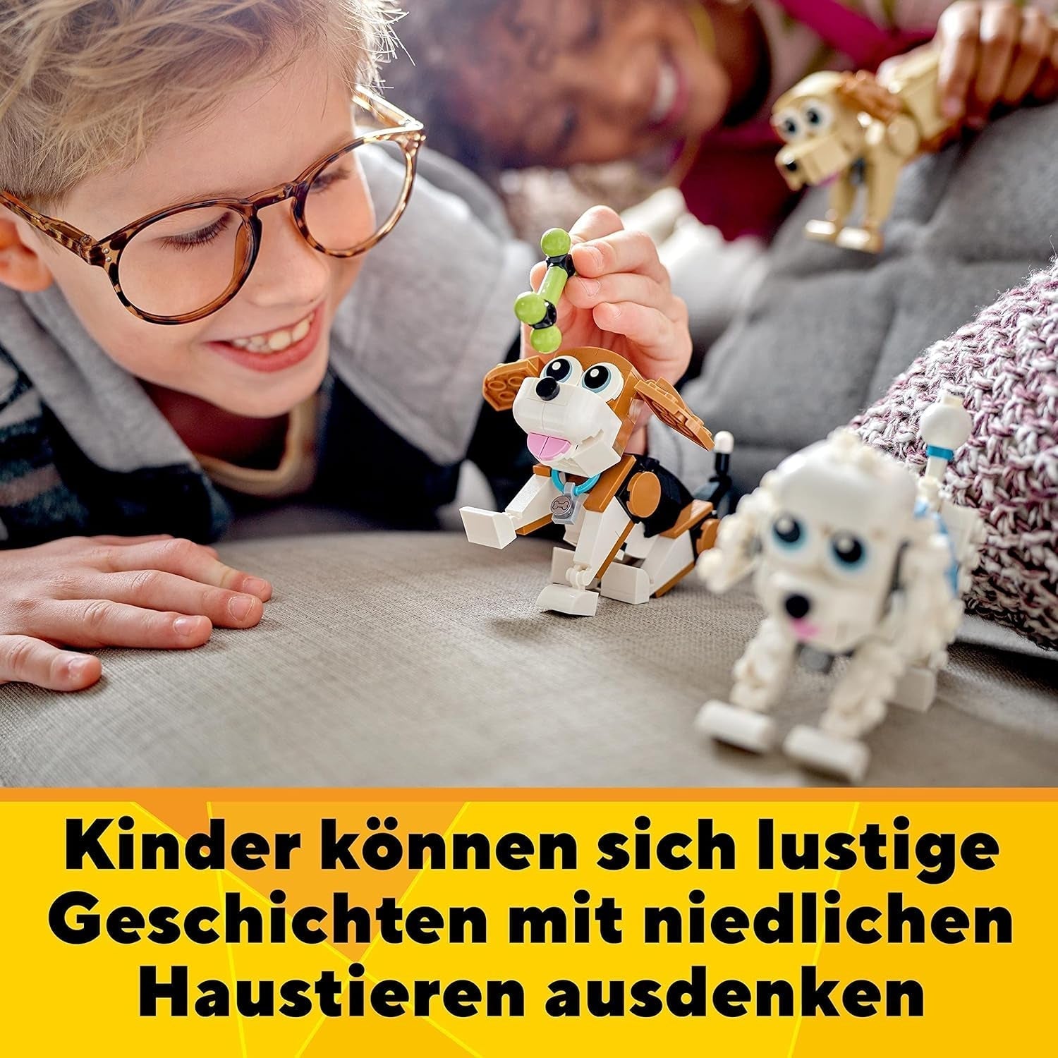 LEGO 31137 Creator Zestaw 3 w 1 ze słodkim psem z figurkami zwierząt Jamnik, mops, pudel i inne zabawki dla dzieci w wieku powyżej 7 lat, prezent dla miłośników psów Zestawy do budowania Besuche den LEGO-Store