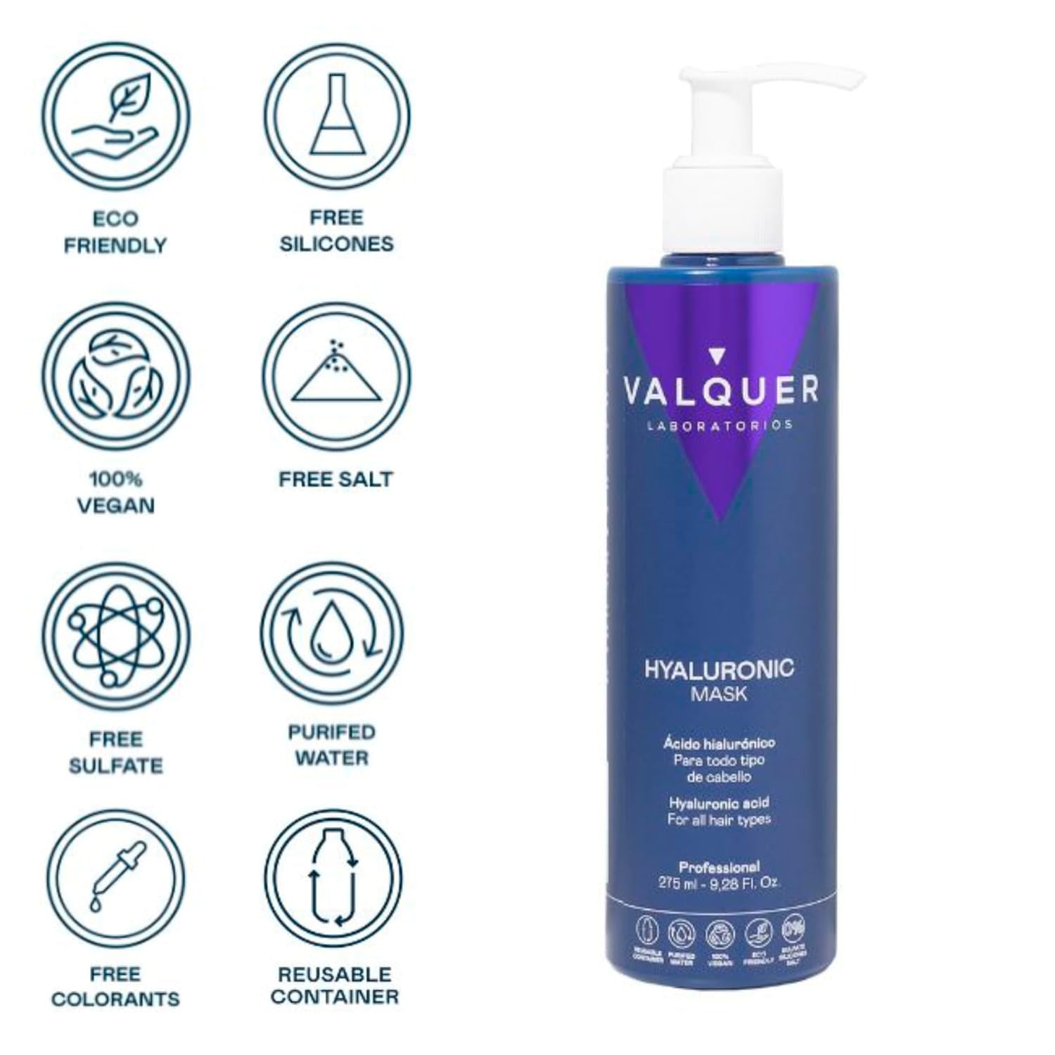 Valquer Hyaluronic Hair Treatment - Nawilżająca maska do włosów o zapachu lawendy - Bez siarczanów i silikonu - 975 ml Naty Shop Hair Mask