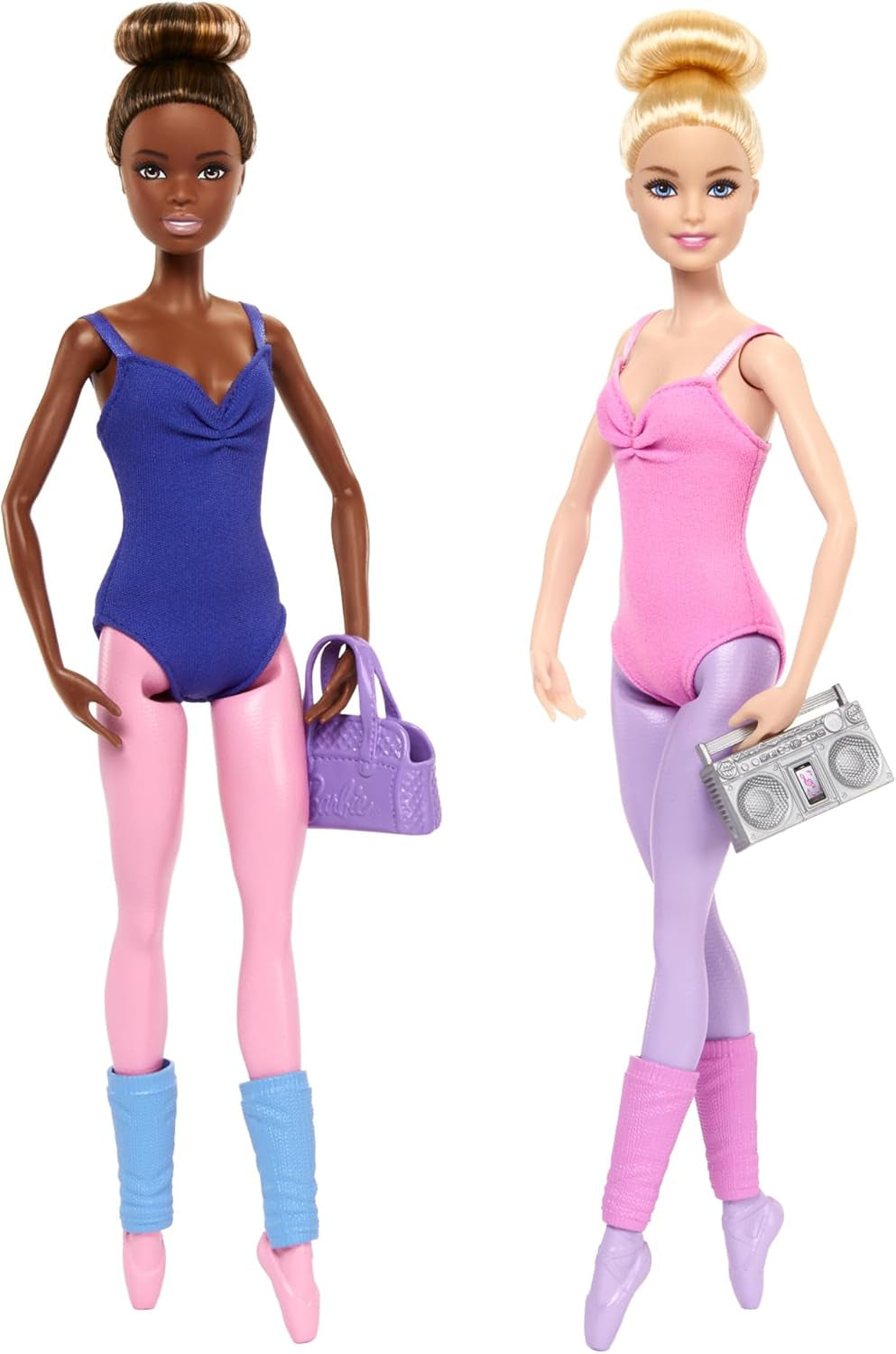Barbie Ballettstudio Set z 2 Puppen i 9 Zubehörteilen, blond i brunetka Ballerina-Modepuppen z australijskim strojem i zum Tanzmotto passten Teilen, HXC37, [Multicolor]