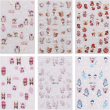 JMEOWIO Nagelsticker Weihnachten 6 Blatt Nail Art Naklejka Selbstklebend Nagelaufkleber Schneeflocke Winter Urlaub Süß Dekoration Nageldesign Zubehör