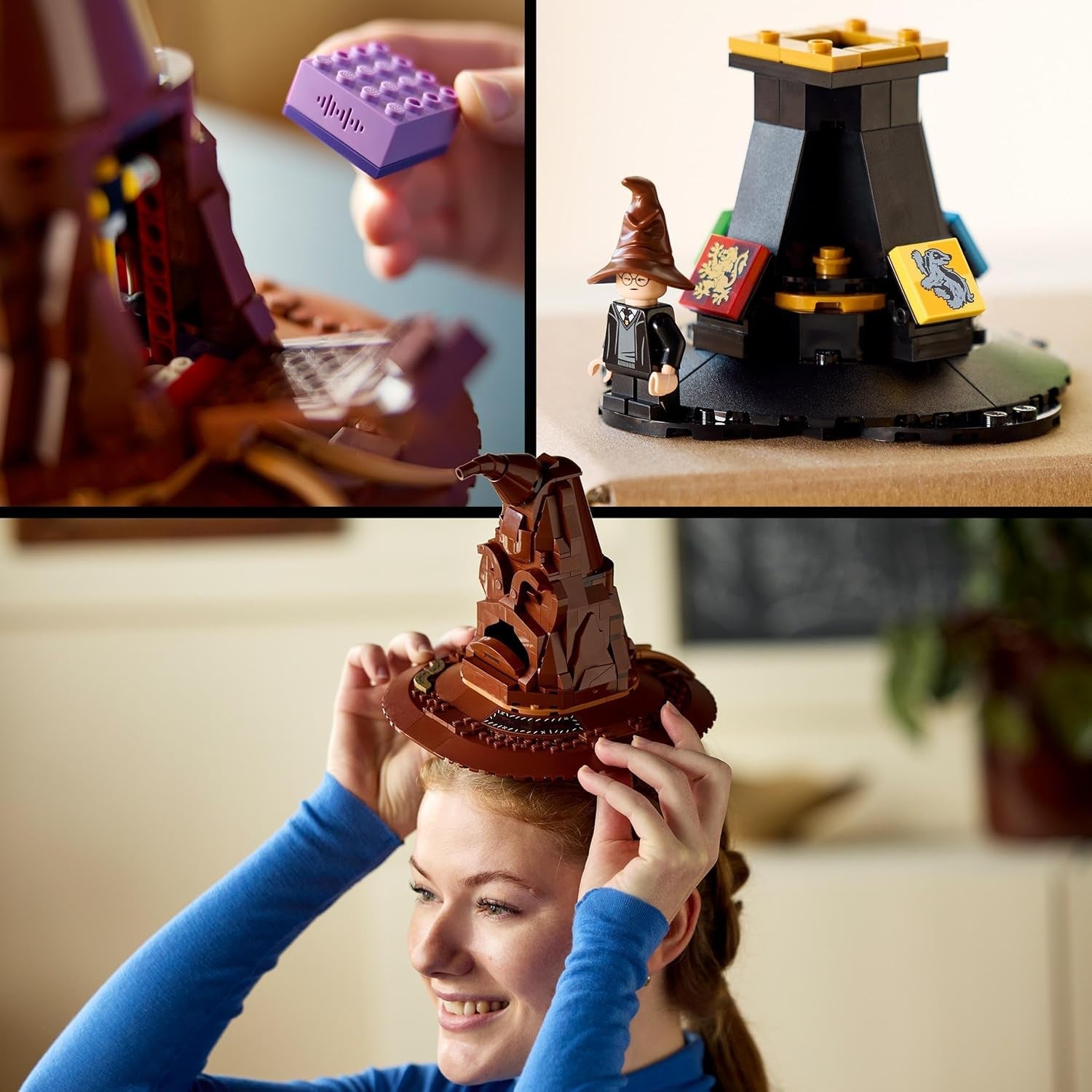 LEGO Harry Potter mówiący kapelusz Model Hogwartu Film dla dorosłych Prezent dla kobiet Mężczyźni Mama Tata Z 31 losowymi kombinacjami dźwięków Wprowadza Cię do Twojego domu w Hogwarcie 76429 Zestawy do budowania Besuche den LEGO-Store