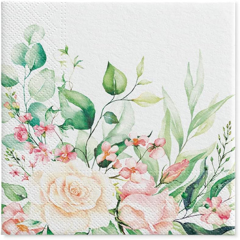 PAW - Serwetki 3-warstwowe (33 X 33 cm) I 20 sztuk I Idealne na urodziny, przyjęcia, wesela, komunie i święta I Kolorowe serwetki papierowe - Kwiaty, Róże I Kolor: Kwiatowe Momenty (2 sztuki w zestawie)