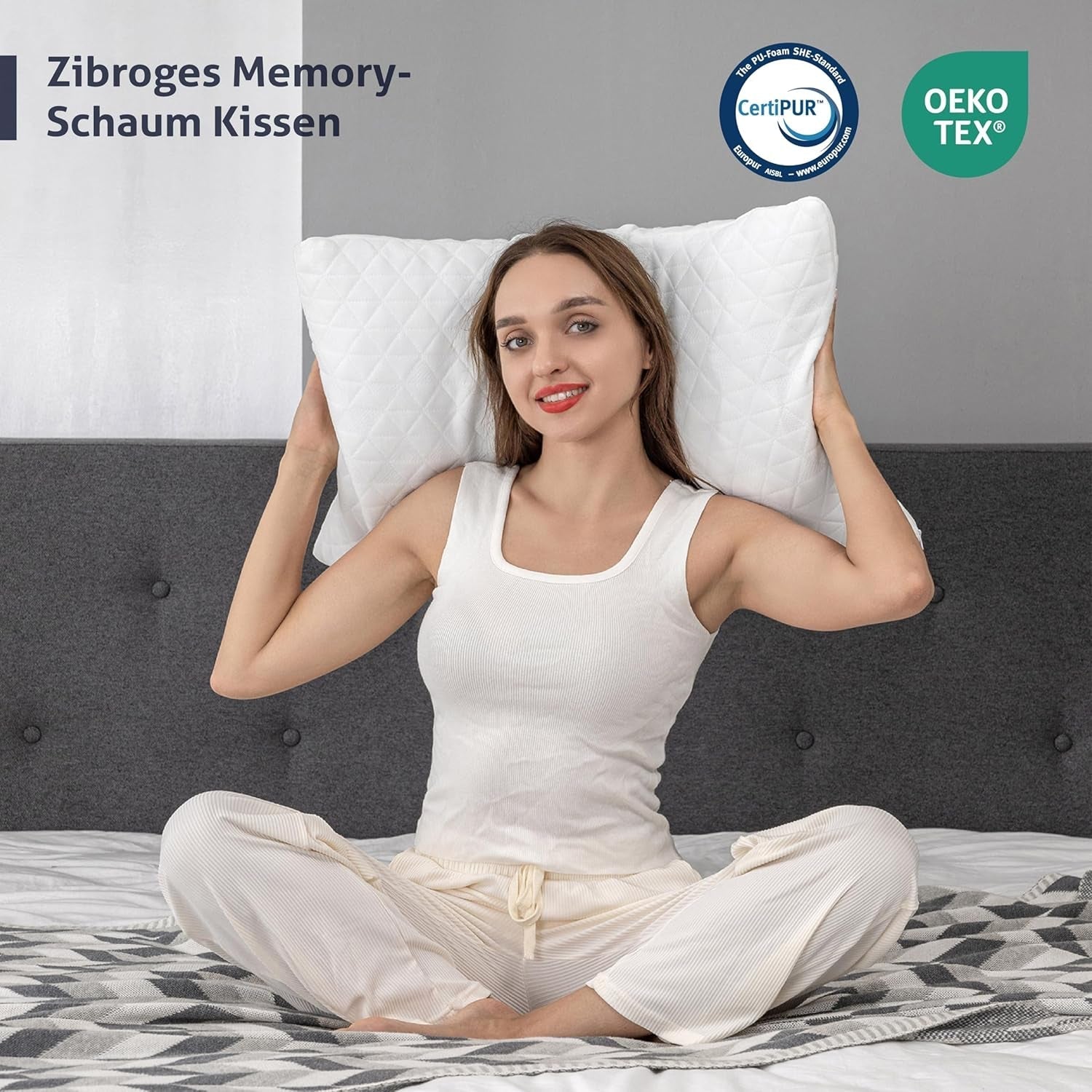 Poduszka z pianki memory EGO HOME 40x80 cm z rozdrobnioną pianką z pamięcią kształtu - Oddychająca, ergonomiczna poduszka podtrzymująca szyję dla osób śpiących na boku, plecach lub brzuchu - Certyfikat Oeko-Tex - Poszewka nadająca się do prania