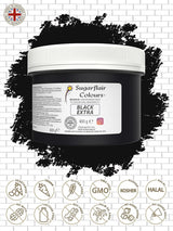 Barwnik spożywczy Sugarflair Max Concentrated Black, silnie skoncentrowany barwnik spożywczy do marcepanu i fondantu, barwnik w paście Max Concentrate - 400 g