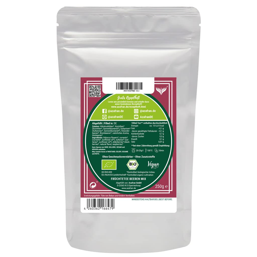 Azafran BIO Herbata owocowa Mieszanka czerwonych owoców 250 g