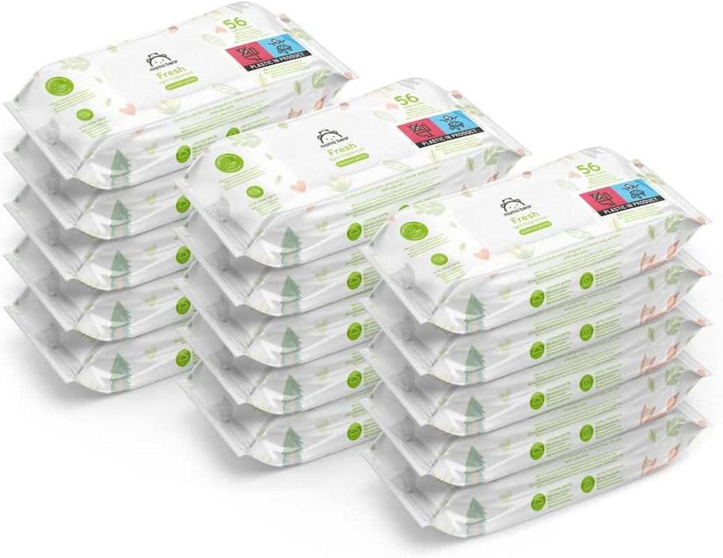 Mama Bear Naty Shop Aloe Vera Fresh Baby Chusteczki 56 sztuk (18 sztuk w opakowaniu)