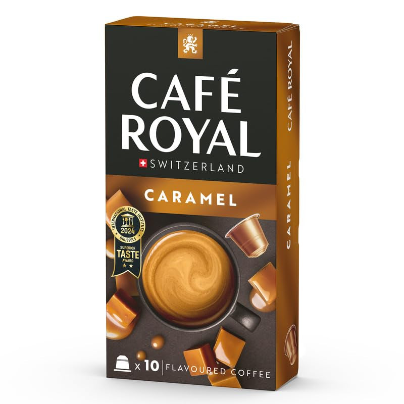 Café Royal Caramel Flavoured Kaffee – Kaffeekapseln kompatybilna z Nespresso®, kremowa, helle Röstung, 100% Arabica, Rainforest Alliance, 100 Kapseln