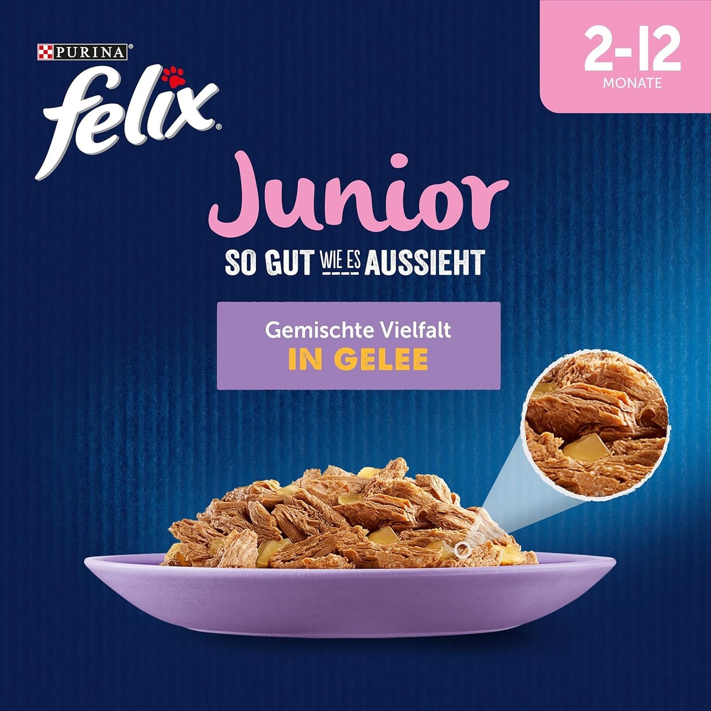 Felix As Good As It Looking Junior Mokra karma w galaretce dla kociąt, mix mix, opakowanie 6 szt. (6 x 12 saszetek po 85 g każda)