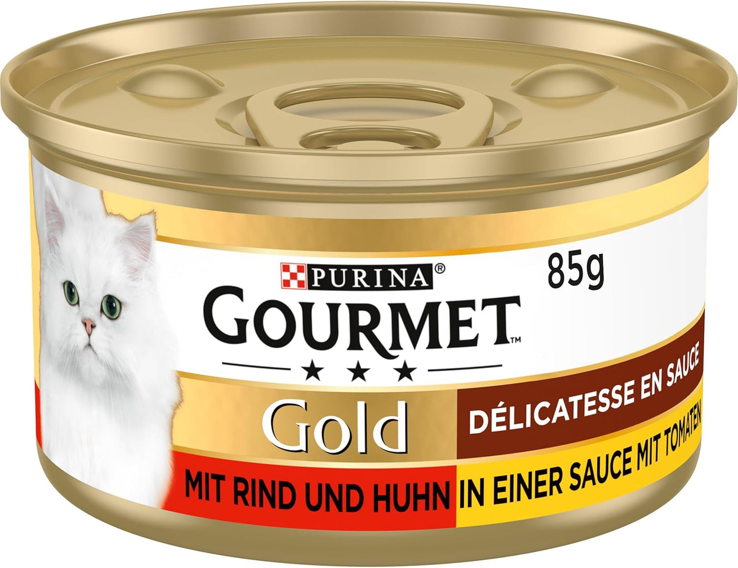 Gourmet Gold Délicatesse en Sauce Mokra karma dla kotów z wołowiną i kurczakiem, opakowanie 12 sztuk (12 x 85 g)