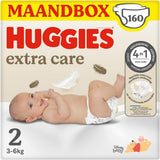 Pieluchy dziecięce Huggies Extra Care, rozmiar 2 (3-6 kg), superchłonne, Disney Design, opakowanie zbiorcze, 160