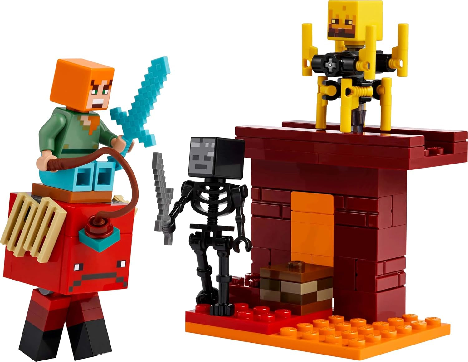 LEGO Minecraft Pojedynek lawowy w głębinach, zabawka dla fanów gier wideo, forteca z minifigurkami, w tym Alexem, szkieletem Witherem, Lohe i Striderem, prezent dla dziewcząt i chłopców w wieku 6 lat 21266 Zestawy do budowania Szukaj w sklepie LEGO