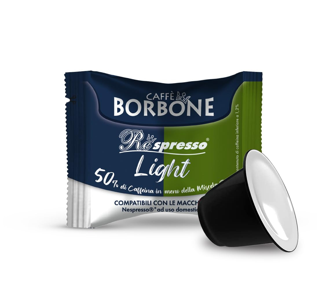 Caffè Borbone Respresso, mieszanka jasnej kawy, 50% Weniger Kaffein als die Blue Mischung - 50 kapsułek - Kompatybilny z Nespresso®* Haushalts-Espressomaschinen