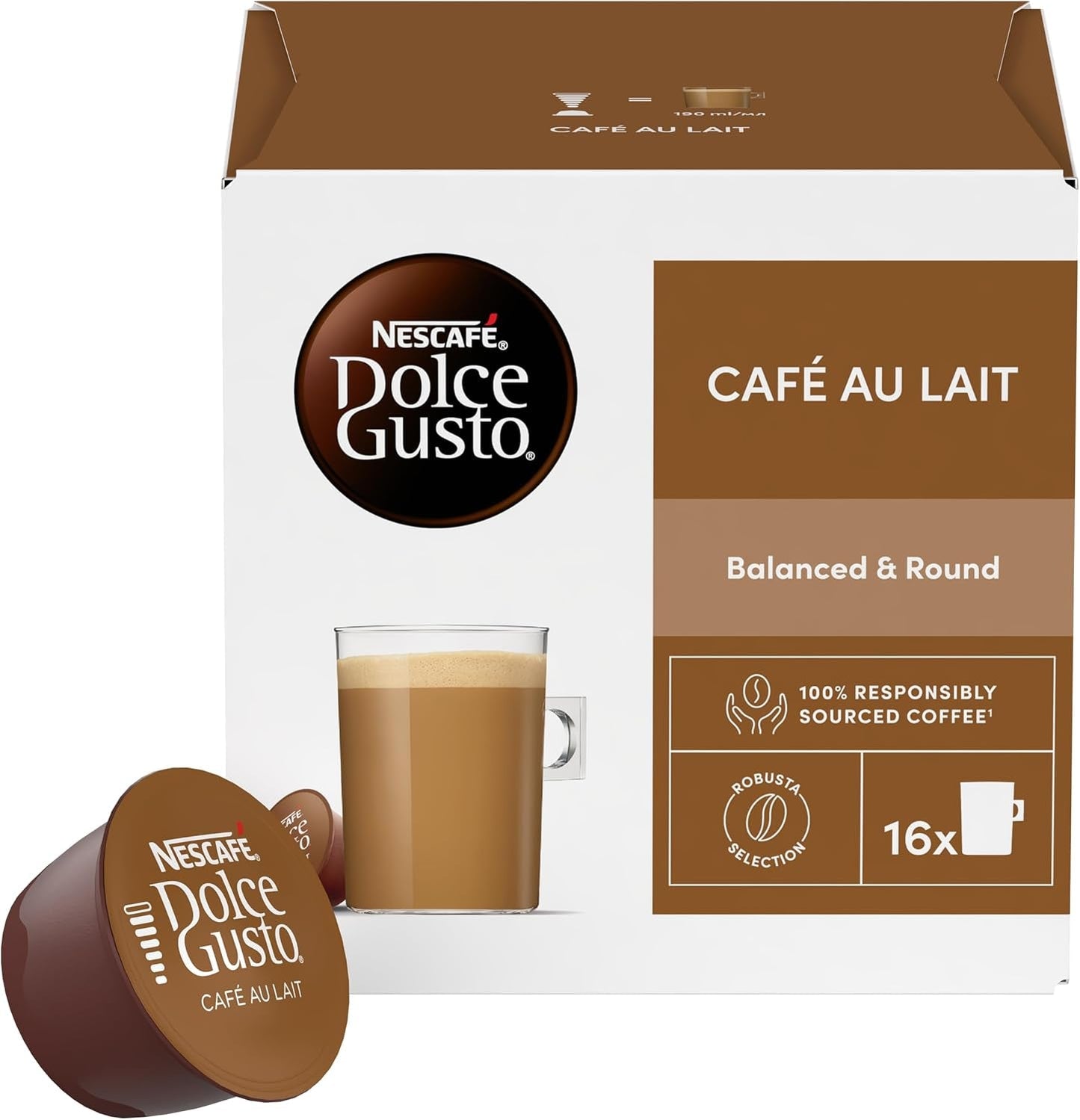 Nescafe Dolce Gusto – Dolce Gusto Café au Lait 16 KAPSUŁEK 160 g (X6)