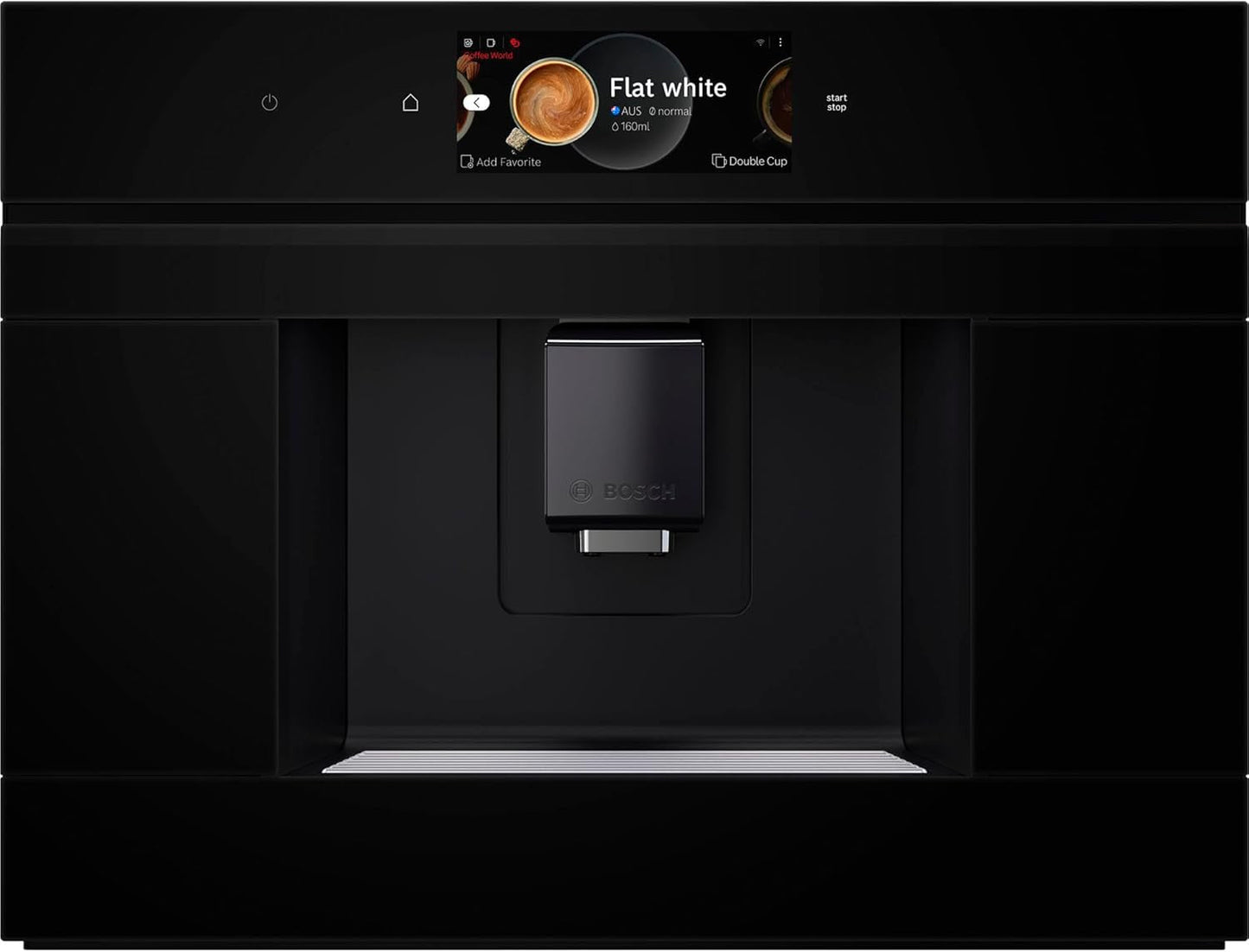 Bosch CTL7181B0, Inteligentny wbudowany automatyczny ekspres do kawy serii 8, 45,5 x 59,4 cm, ekran dotykowy TFT, bardzo cichy młynek ceramiczny, funkcja samooczyszczania AutoMilk Clean, zbiornik na wodę 2,4 l, czarny