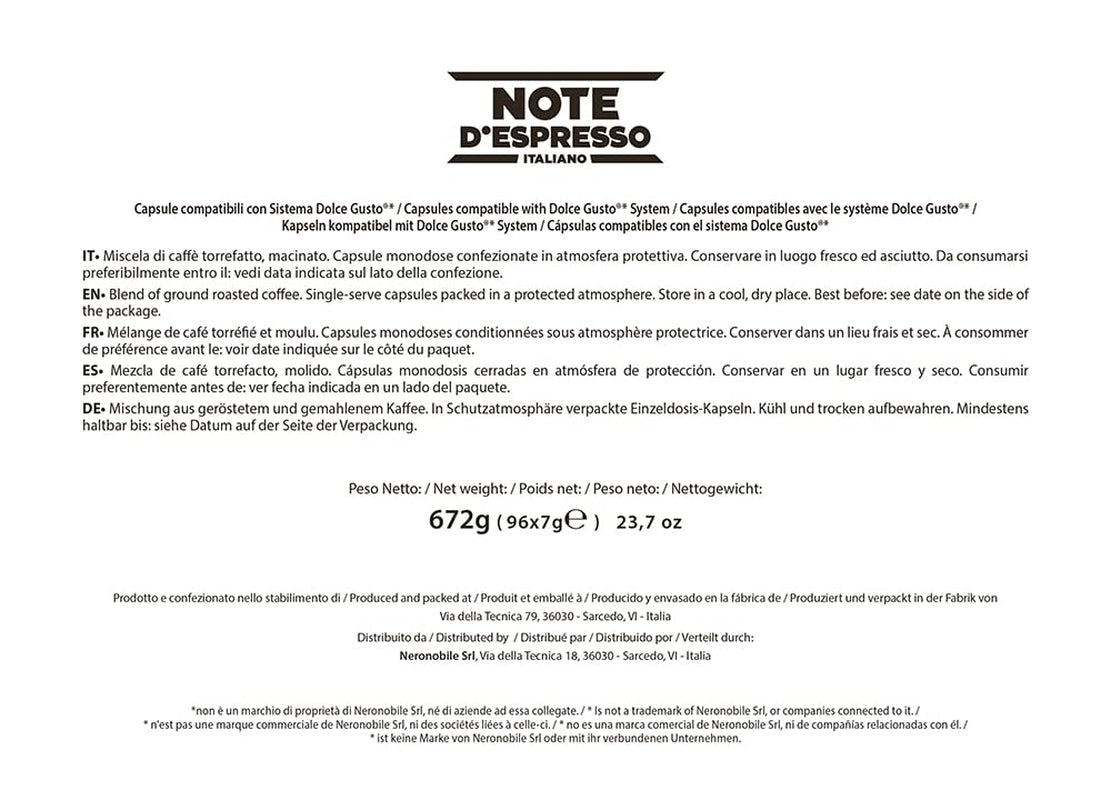 Kapsułki kawowe Extremo Dolce Gusto Kompatybilne z kapsułkami 7g x 96