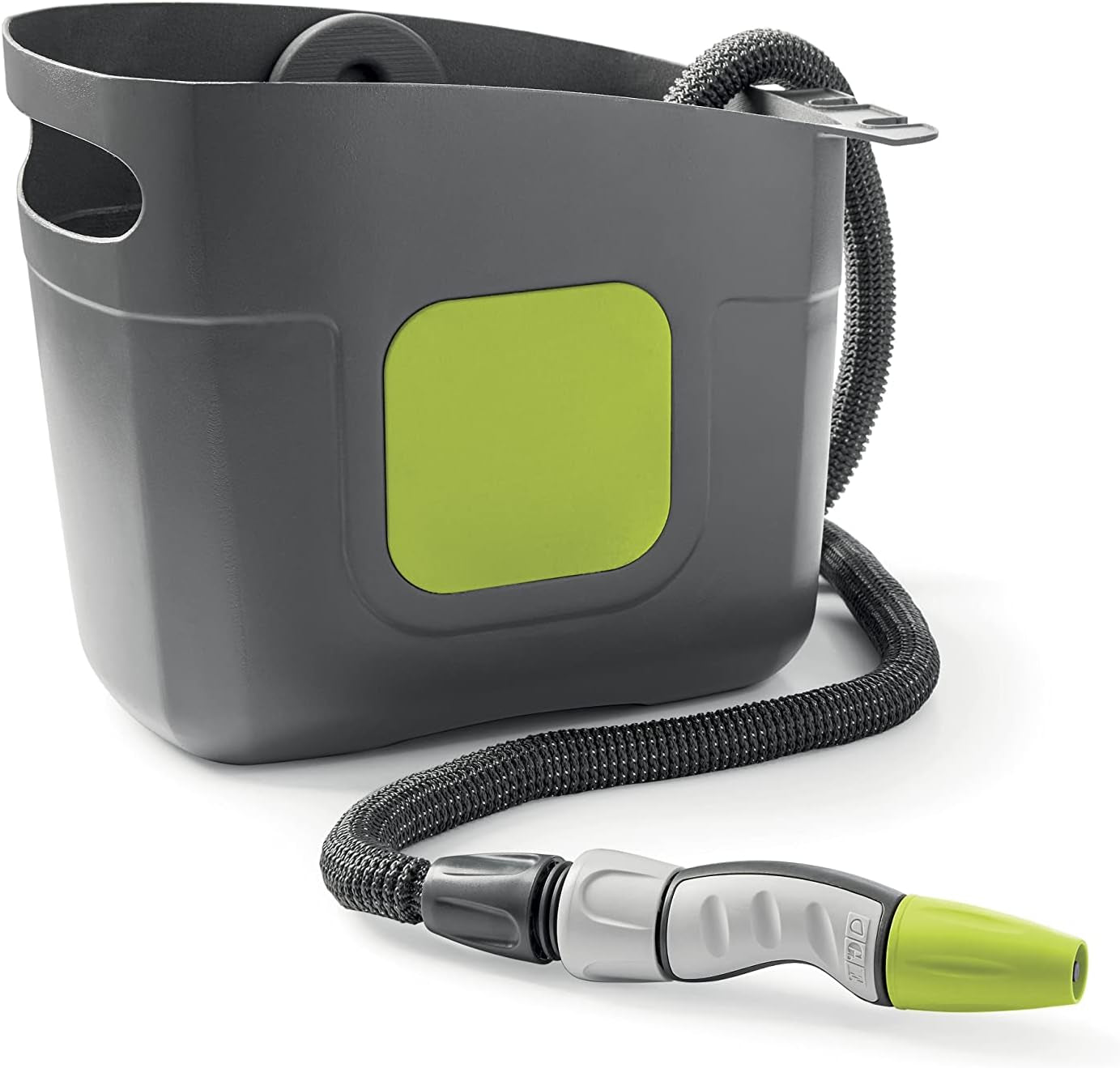 GF SRL, Aquapop Grey Pro 15, wąż samorozciągliwy w oplocie Made in Italy, ze sztywnym plastikowym pojemnikiem, ergonomiczny mini opryskiwacz ogrodowy, przyłącza do nawadniania ogrodu, kolor ciemnoszary