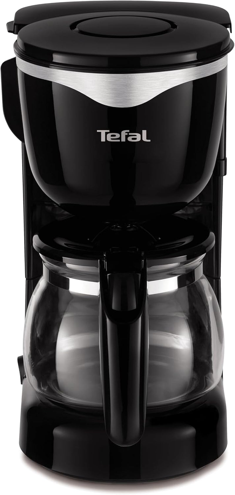 Tefal CM3408 Szklany miniekspres do kawy (600 W, 6 filiżanek) czarny/stal nierdzewna, CM340811