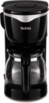 Tefal CM3408 Szklany miniekspres do kawy (600 W, 6 filiżanek) czarny/stal nierdzewna, CM340811