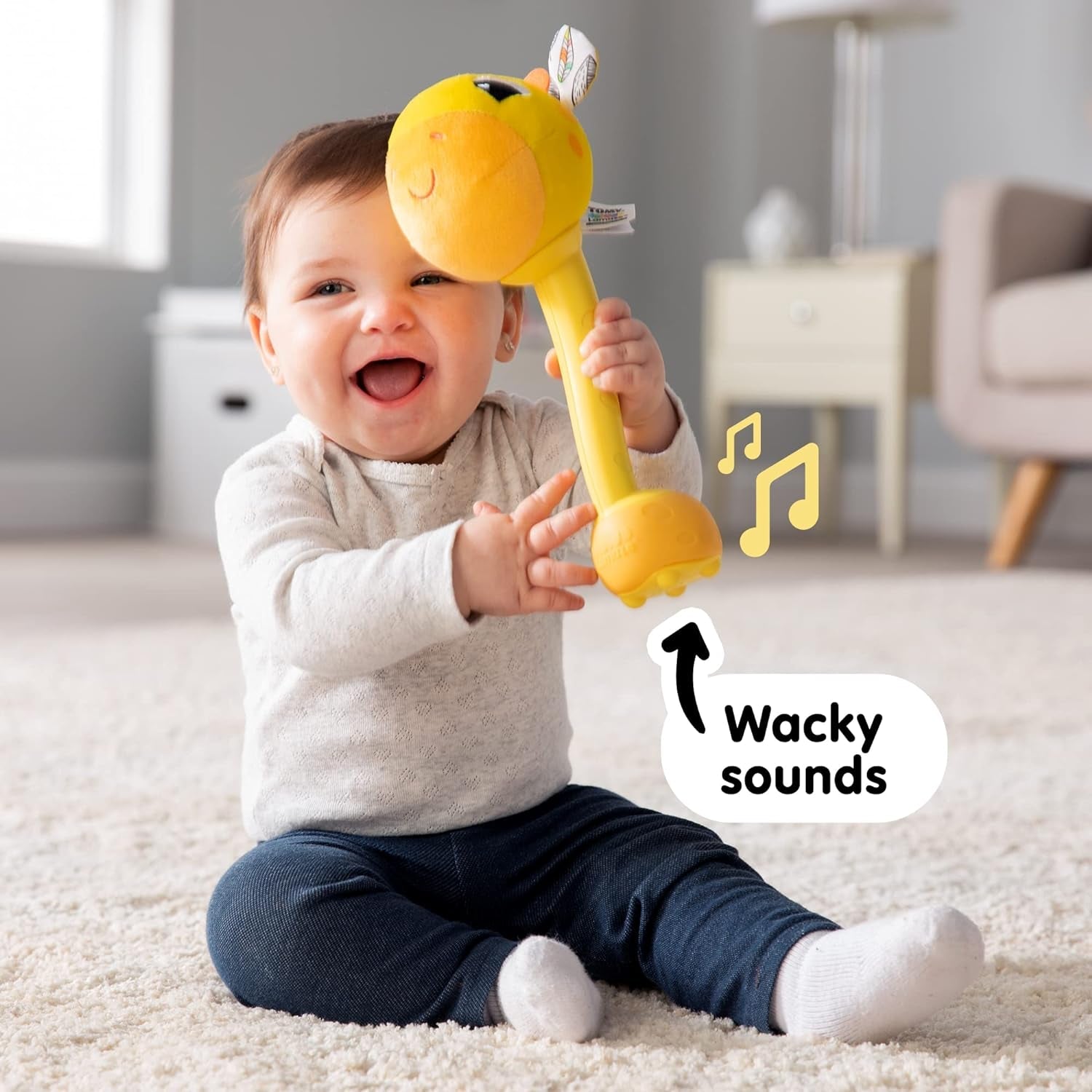 Lamaze L27471 Szalona żyrafa, zabawka dla noworodka, kolorowa zabawka sensoryczna dla dziecka, prezent dla nowych rodziców, zabawka rozwojowa dla chłopców i dziewcząt od 12. miesiąca życia. Zabawki dla niemowląt Naty Shop