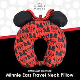 Poduszka podróżna na szyję Ful Concept One Disney Minnie Mouse z uszami 3D i sprężyną do samolotu, samochodu i biura, wygodna i oddychająca, czerwono-czarna Poduszki podróżne Naty Shop