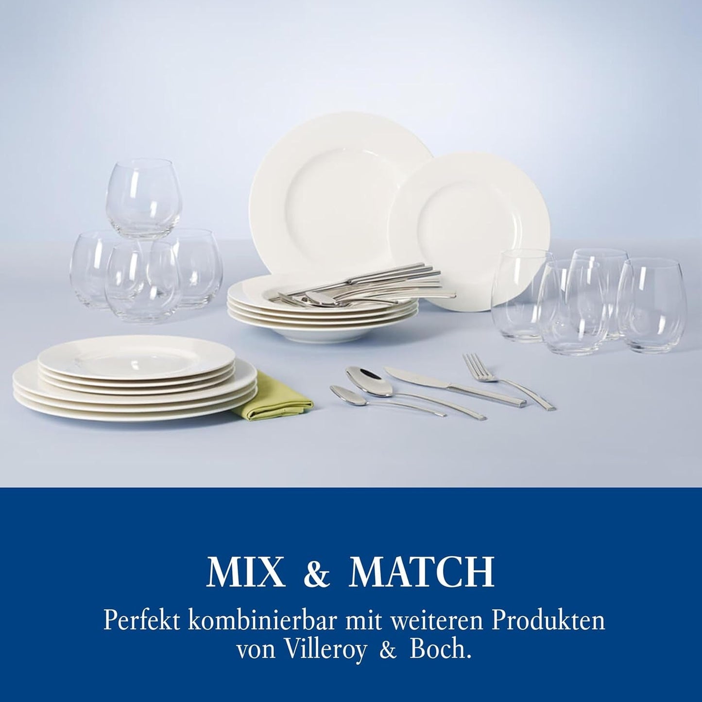 Villeroy & Boch Wonderful World 12-częściowy zestaw naczyń obiadowych, można myć w zmywarce i używać w kuchence mikrofalowej, biały, talerze, zastawa stołowa, porcelana, talerze obiadowe, zestaw, nowoczesny zestaw naczyń obiadowych, porcelana premium