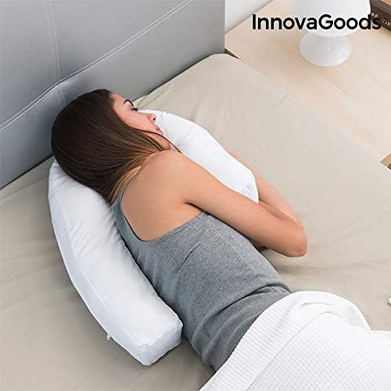 Innovagoods Ergonomiczna poduszka w kształcie litery U do spania na boku, idealna dla kobiet w ciąży, zapewnia spokojne oddychanie, zmniejsza chrapanie, bawełna i poliester, biała, poduszki ortopedyczne na szyję macicy 39 x 57 x 14 cm Naty Shop