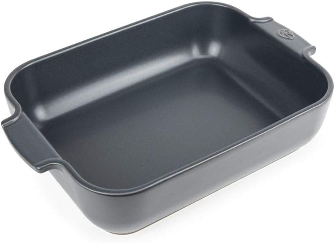 Peugeot Appolia Rechteckige Auflaufform Mit Griffen, Keramik, Schiefer / Grau, 7,2X31X21,7 Cm, Fassungsvermögen: Ca. 2 L, 60060 Formy i blachy do pieczenia Naty Shop Schiefergrau