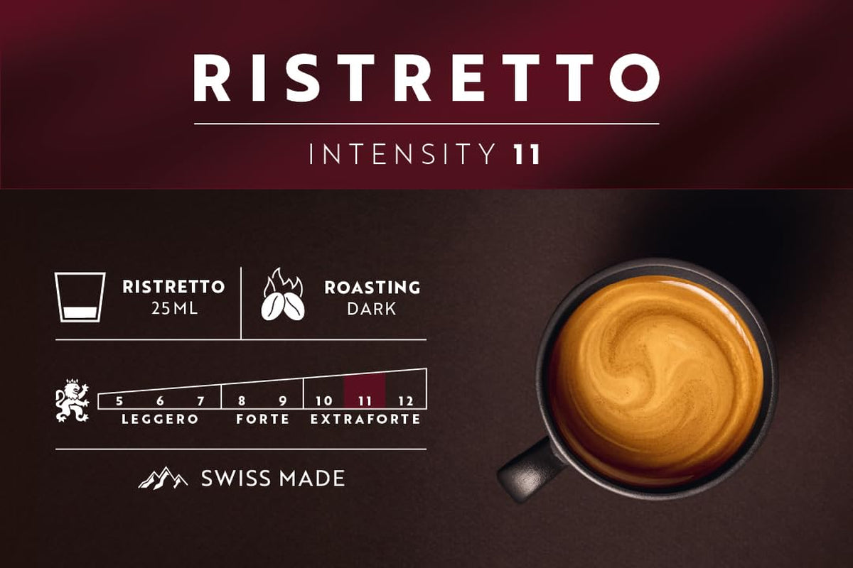 Café Royal Ristretto – kapsułki kawy kompatybilne z Nespresso®, 100% Arabica, intensywna, ciemna palenie, intensywność 11/12, Rainforest Alliance, 36 kapsułek